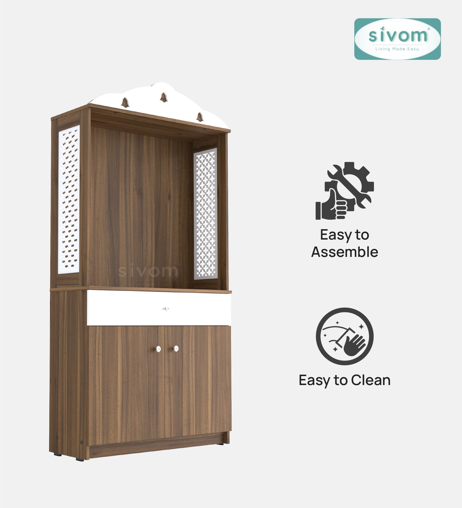 Sivom SIVOM Vision Home Temple/Pooja Unit/Home Mandir/ Engineered Wood Home Temple (Height: 148, Knock Down) for Modern Homes | Elegant Design & Premium Finish