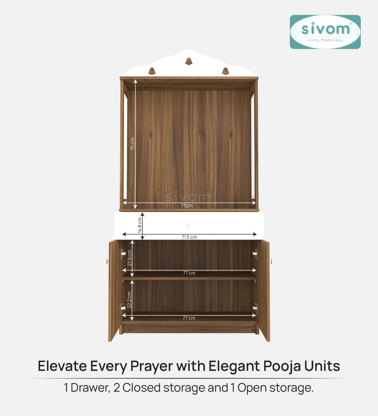 Sivom SIVOM Vision Home Temple/Pooja Unit/Home Mandir/ Engineered Wood Home Temple (Height: 148, Knock Down) for Modern Homes | Elegant Design & Premium Finish