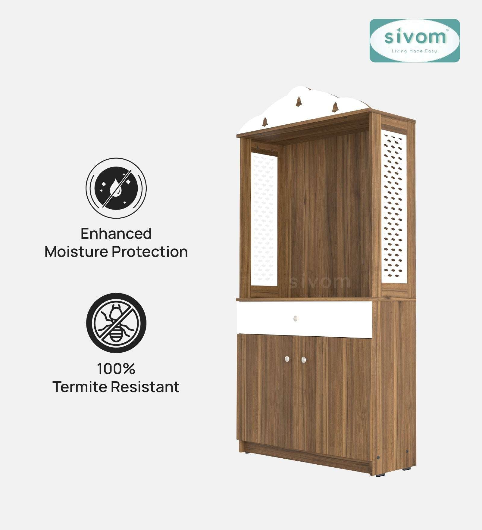 Sivom SIVOM Vision Home Temple/Pooja Unit/Home Mandir/ Engineered Wood Home Temple (Height: 148, Knock Down) for Modern Homes | Elegant Design & Premium Finish