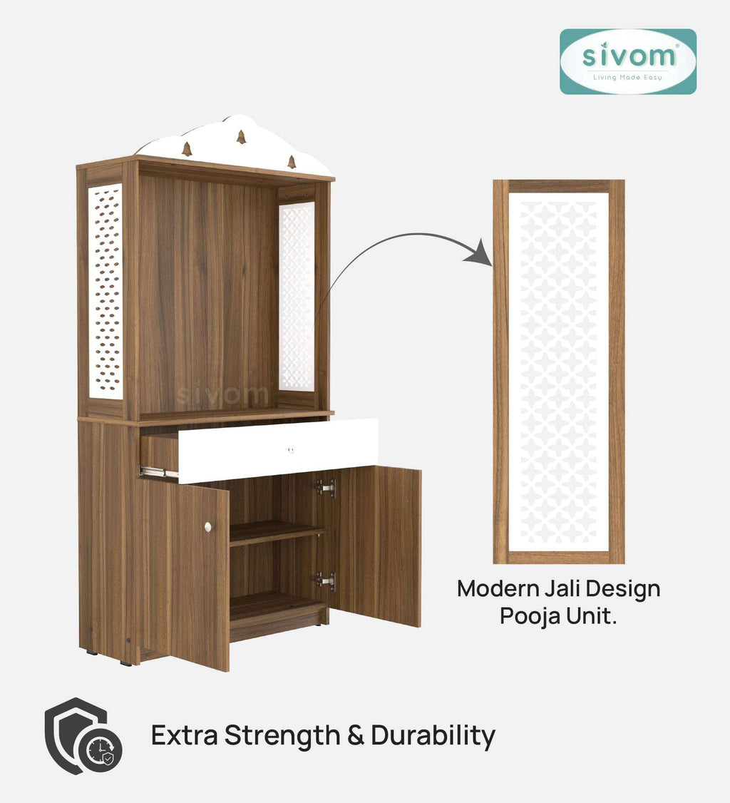 Sivom SIVOM Vision Home Temple/Pooja Unit/Home Mandir/ Engineered Wood Home Temple (Height: 148, Knock Down) for Modern Homes | Elegant Design & Premium Finish