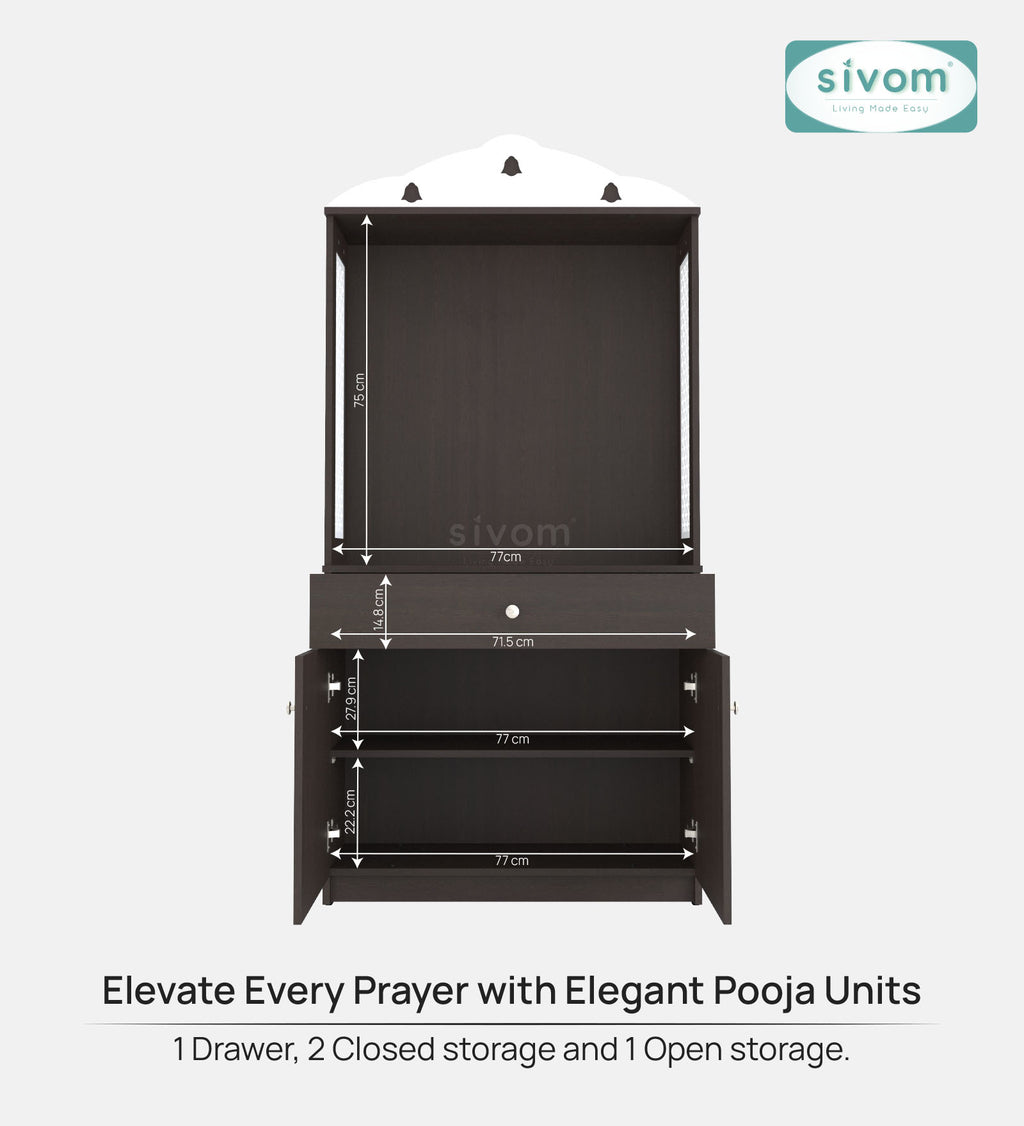 Sivom SIVOM Vision Home Temple/Pooja Unit/Home Mandir/ Engineered Wood Home Temple (Height: 148, Knock Down) for Modern Homes | Elegant Design & Premium Finish
