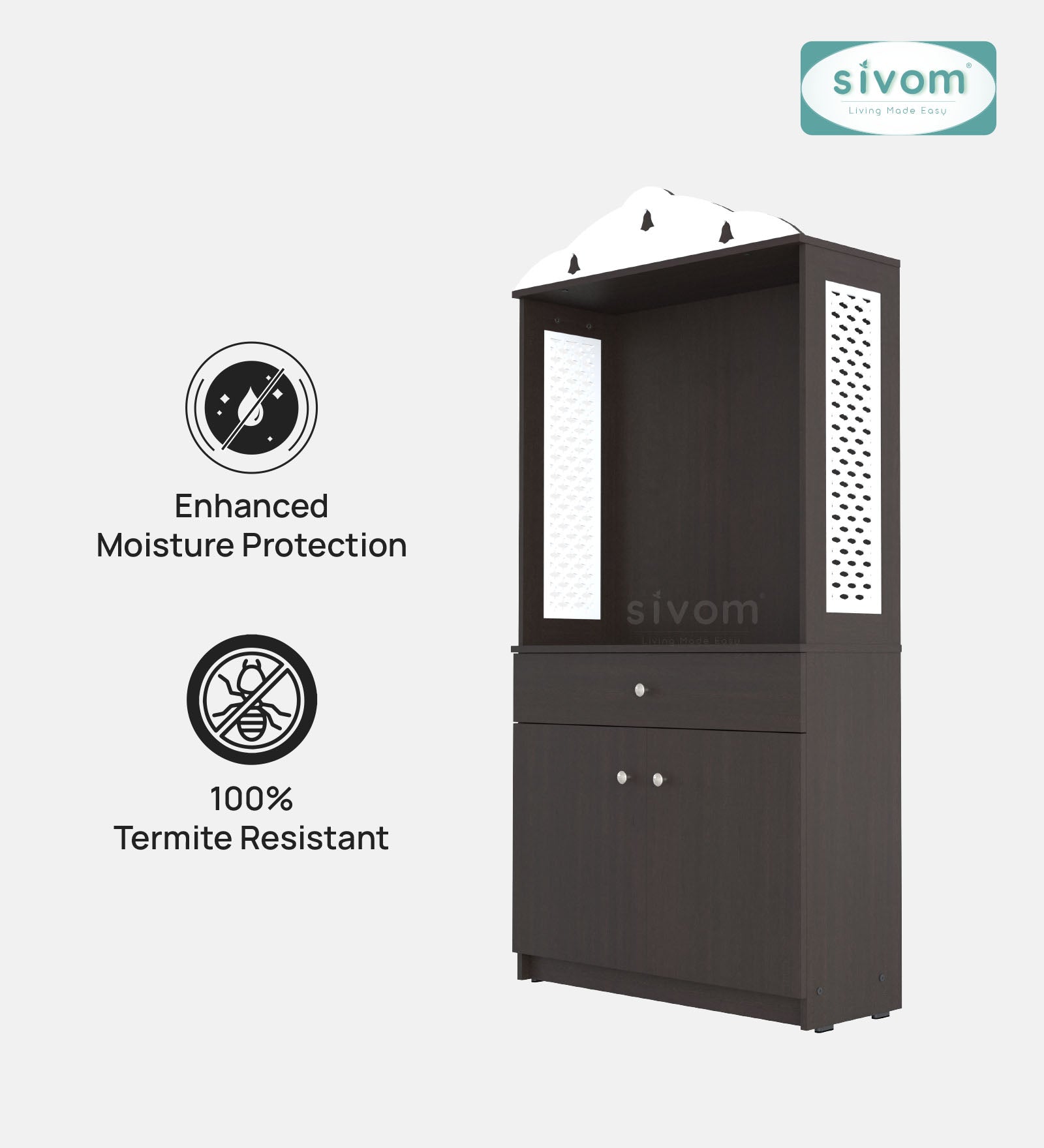 Sivom SIVOM Vision Home Temple/Pooja Unit/Home Mandir/ Engineered Wood Home Temple (Height: 148, Knock Down) for Modern Homes | Elegant Design & Premium Finish