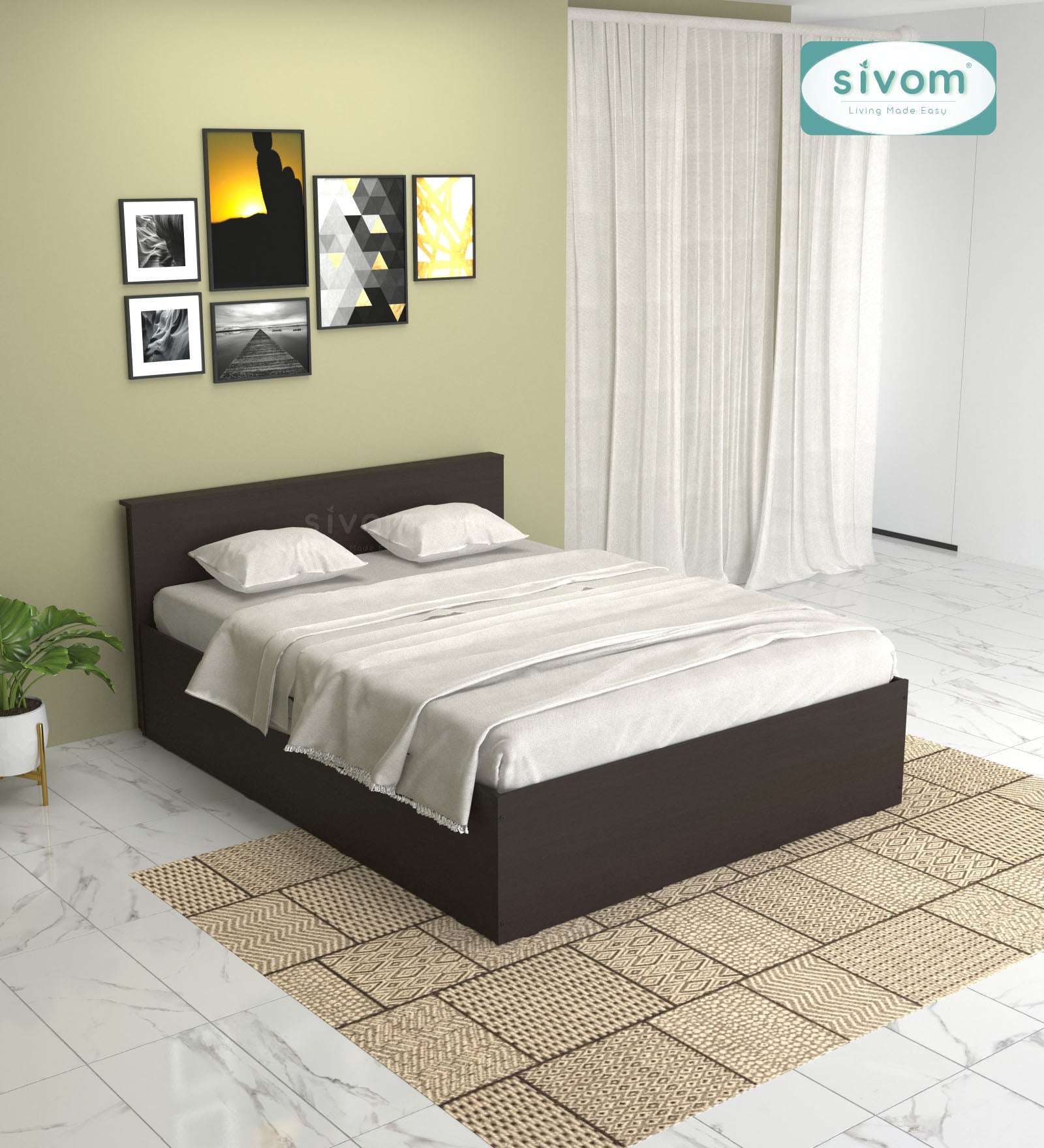 Sivom furniture SIVOM Sleepy Bed with Storage Engineered Wood queen Bed Engineered Wood Queen Bed (Delivery Condition - Knock Down)