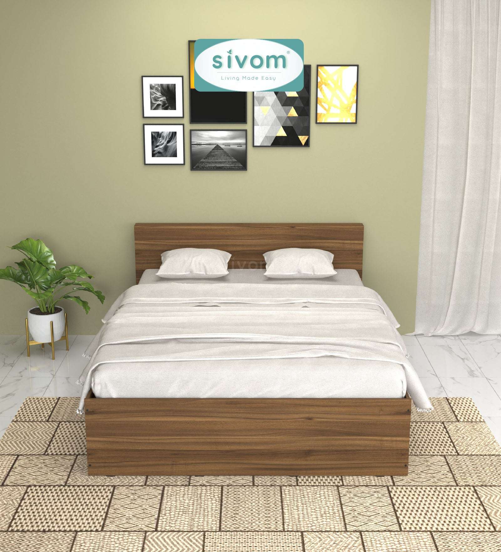 Sivom furniture SIVOM Sleepy Bed with Storage Engineered Wood queen Bed Engineered Wood Queen Bed (Delivery Condition - Knock Down)