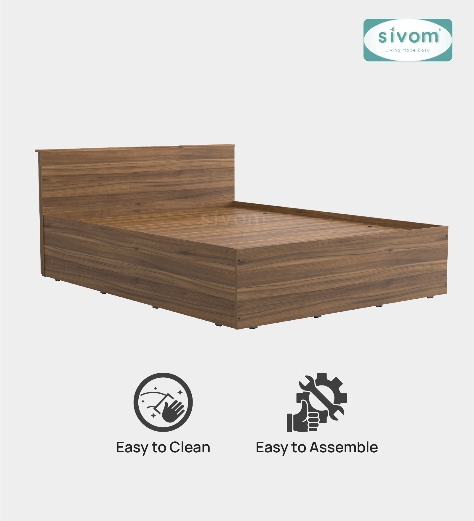 Sivom furniture SIVOM Sleepy Bed with Storage Engineered Wood queen Bed Engineered Wood Queen Bed (Delivery Condition - Knock Down)