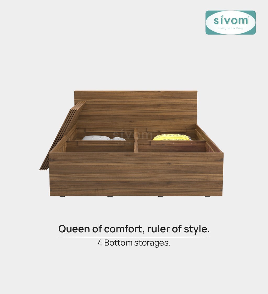 Sivom furniture SIVOM Sleepy Bed with Storage Engineered Wood queen Bed Engineered Wood Queen Bed (Delivery Condition - Knock Down)