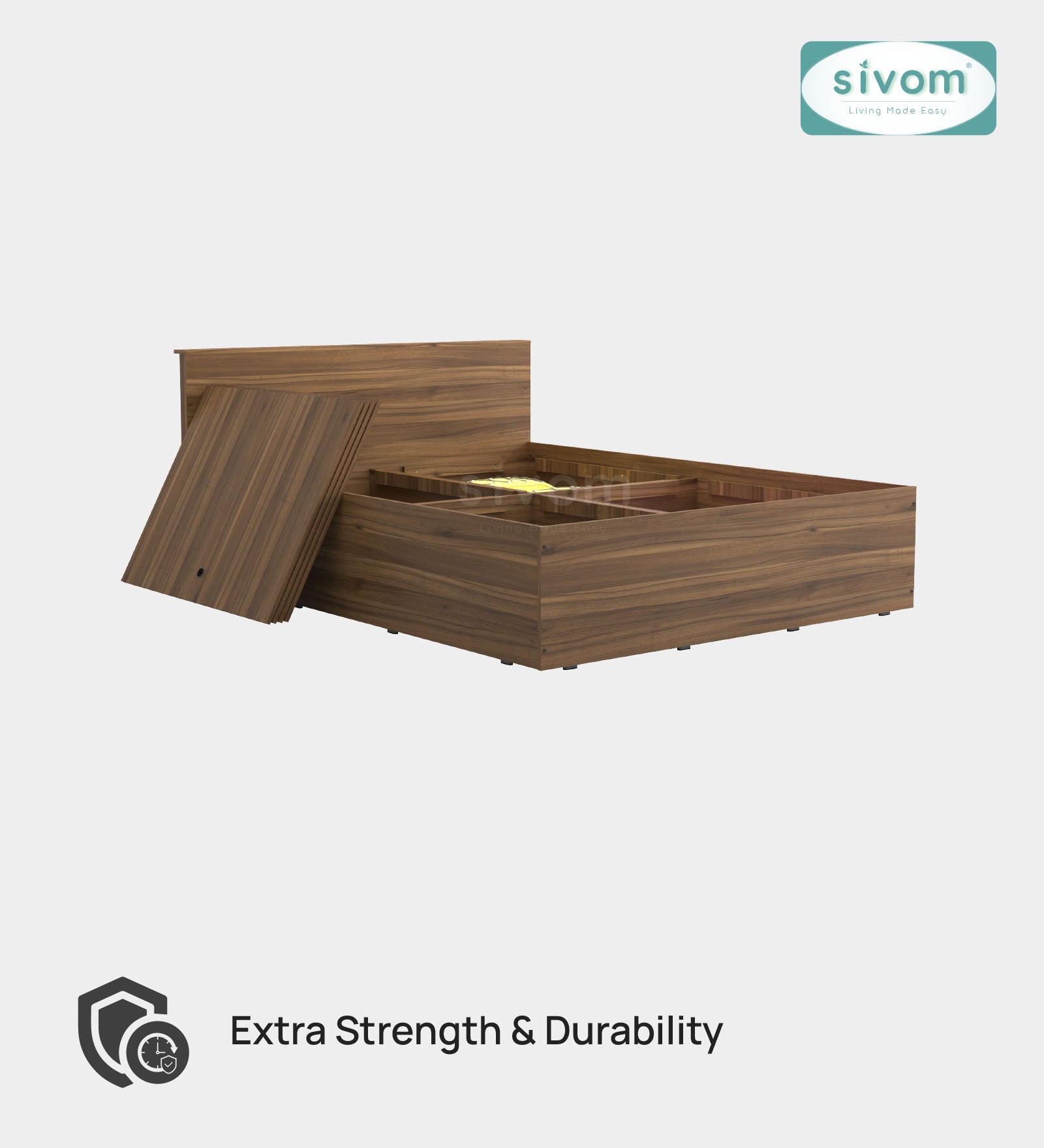 Sivom furniture SIVOM Sleepy Bed with Storage Engineered Wood queen Bed Engineered Wood Queen Bed (Delivery Condition - Knock Down)