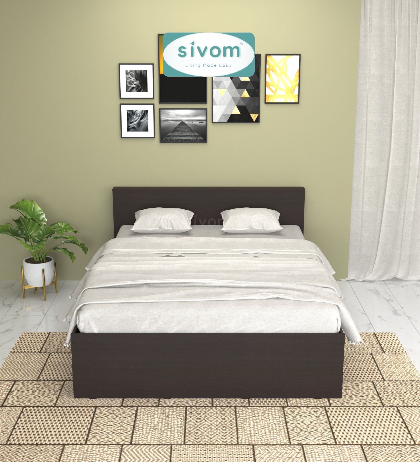 Sivom furniture SIVOM Sleepy Bed with Storage Engineered Wood queen Bed Engineered Wood Queen Bed (Delivery Condition - Knock Down)