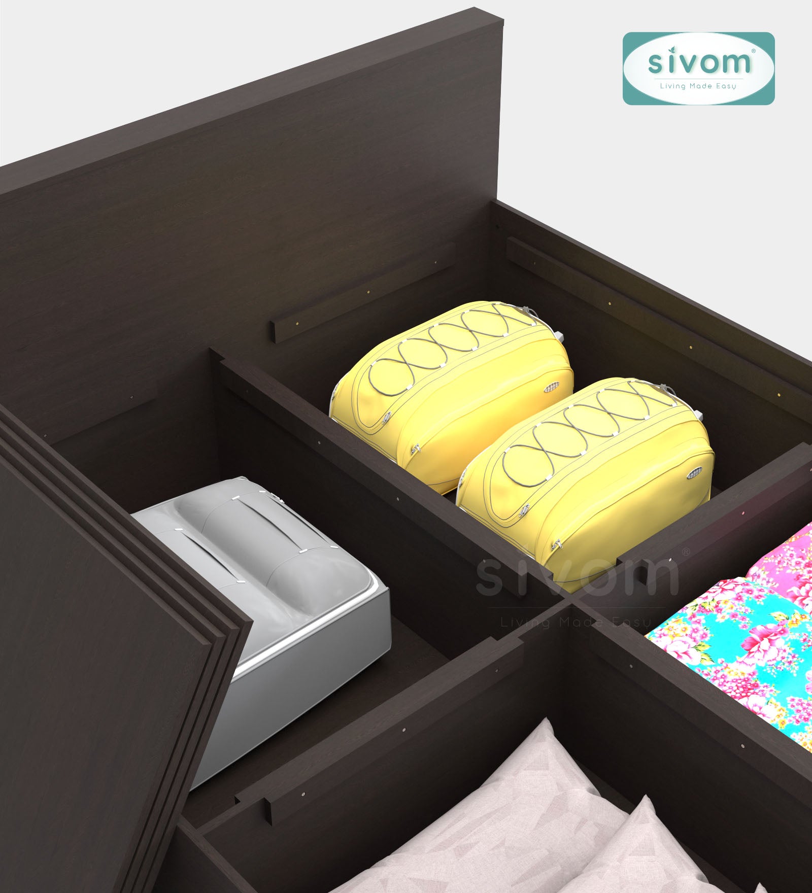 Sivom furniture SIVOM Sleepy Bed with Storage Engineered Wood queen Bed Engineered Wood Queen Bed (Delivery Condition - Knock Down)