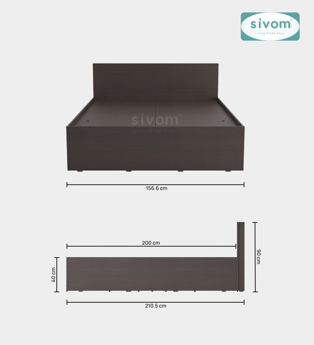 Sivom furniture SIVOM Sleepy Bed with Storage Engineered Wood queen Bed Engineered Wood Queen Bed (Delivery Condition - Knock Down)