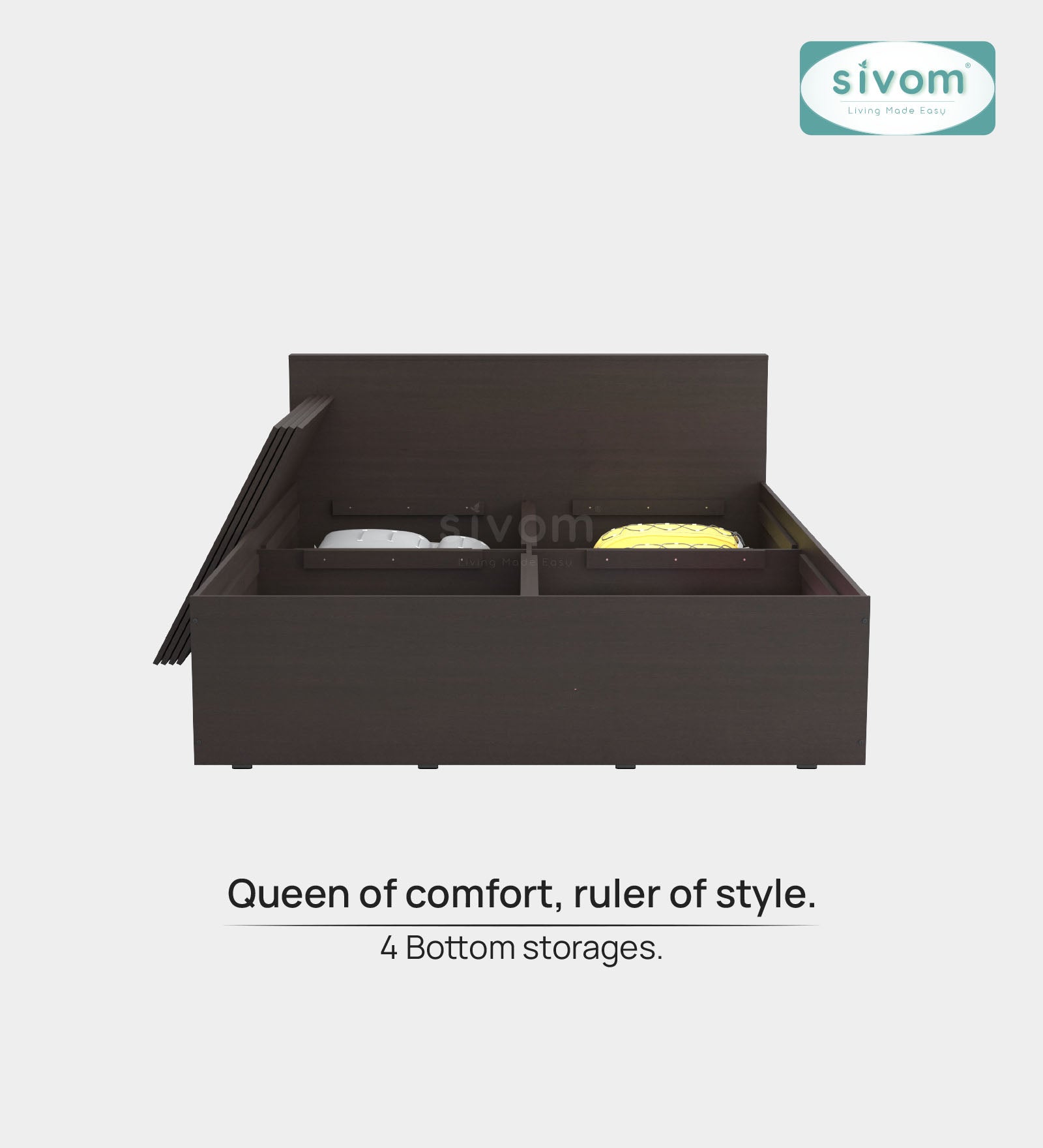 Sivom furniture SIVOM Sleepy Bed with Storage Engineered Wood queen Bed Engineered Wood Queen Bed (Delivery Condition - Knock Down)