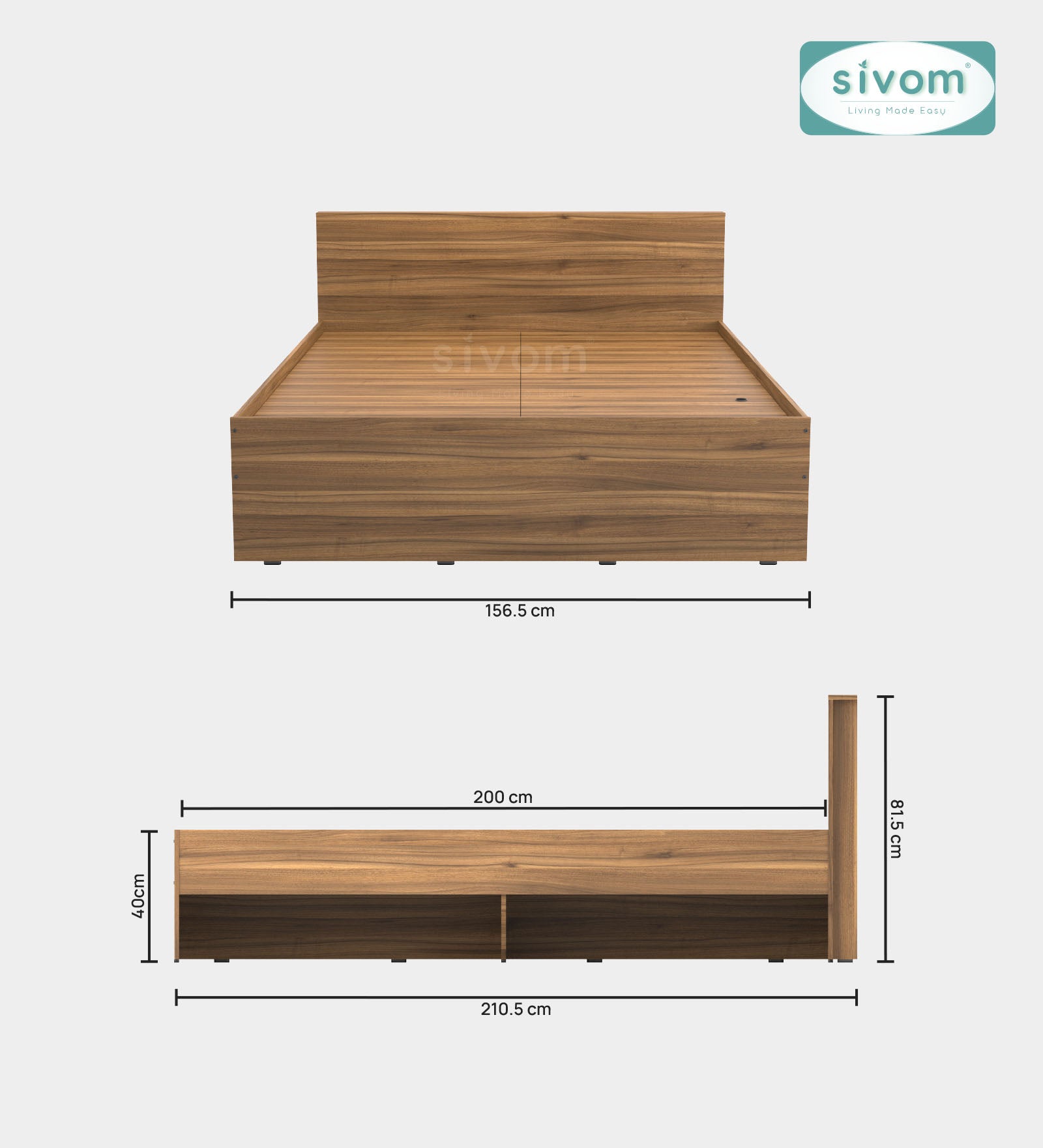 Sivom SIVOM Sleepy Bed without Storage Engineered Wood Queen Bed Engineered Wood Queen Bed (Delivery Condition - Knock Down)