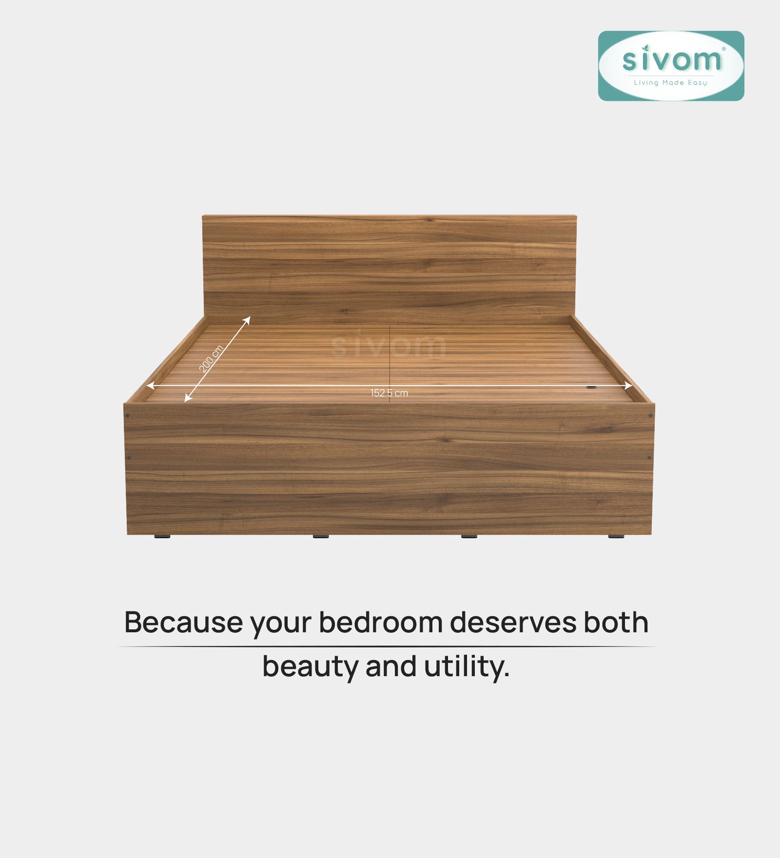 Sivom SIVOM Sleepy Bed without Storage Engineered Wood Queen Bed Engineered Wood Queen Bed (Delivery Condition - Knock Down)