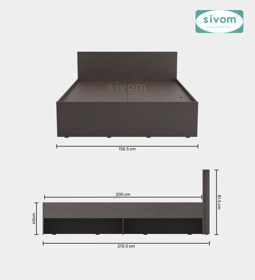 Sivom SIVOM Sleepy Bed without Storage Engineered Wood Queen Bed Engineered Wood Queen Bed (Delivery Condition - Knock Down)