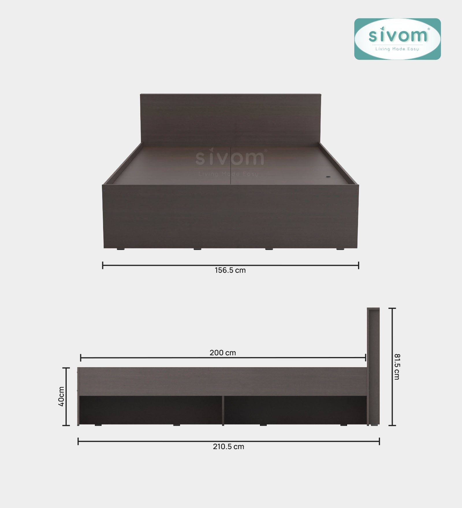 Sivom SIVOM Sleepy Bed without Storage Engineered Wood Queen Bed Engineered Wood Queen Bed (Delivery Condition - Knock Down)