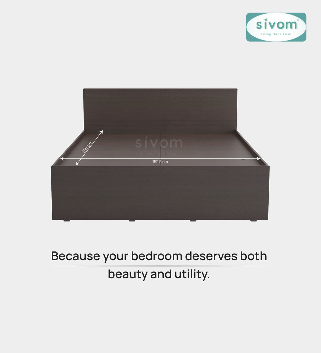 Sivom SIVOM Sleepy Bed without Storage Engineered Wood Queen Bed Engineered Wood Queen Bed (Delivery Condition - Knock Down)