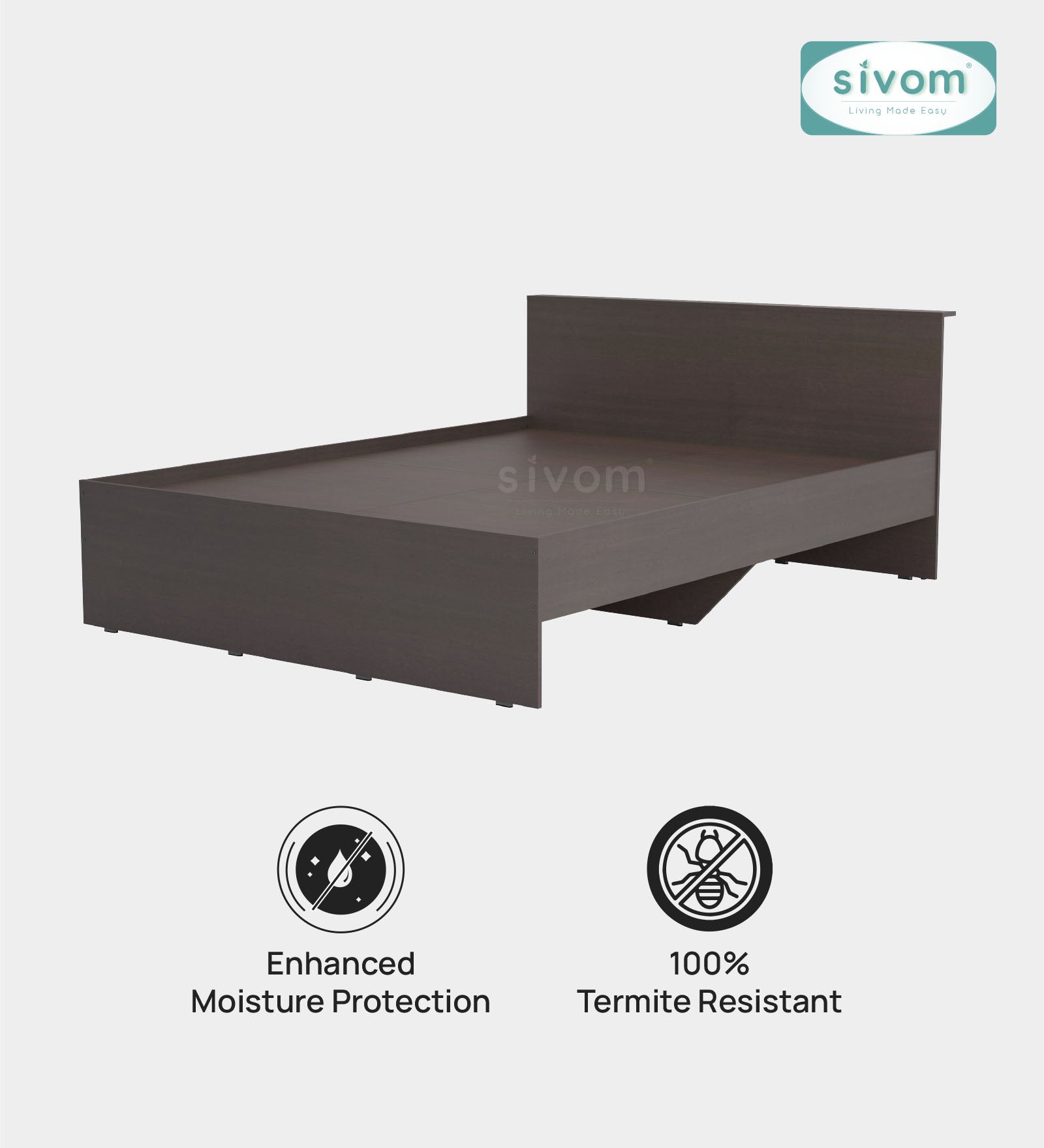 Sivom SIVOM Sleepy Bed without Storage Engineered Wood Queen Bed Engineered Wood Queen Bed (Delivery Condition - Knock Down)