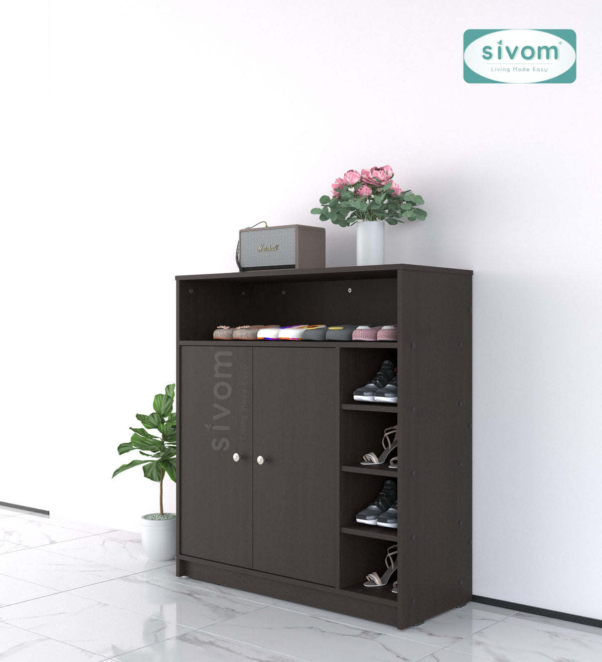 SIVOM Windsor Engineered Wood Shoe Rack (, 4 Shelves, Knock Down) for Modern Homes | Elegant Design & Premium Finish