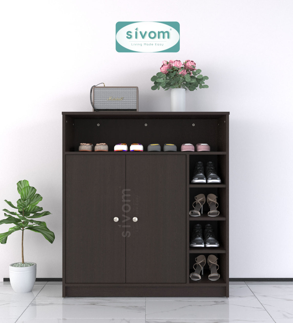 Sivom SIVOM Windsor Engineered Wood Shoe Rack (, 4 Shelves, Knock Down) for Modern Homes | Elegant Design & Premium Finish