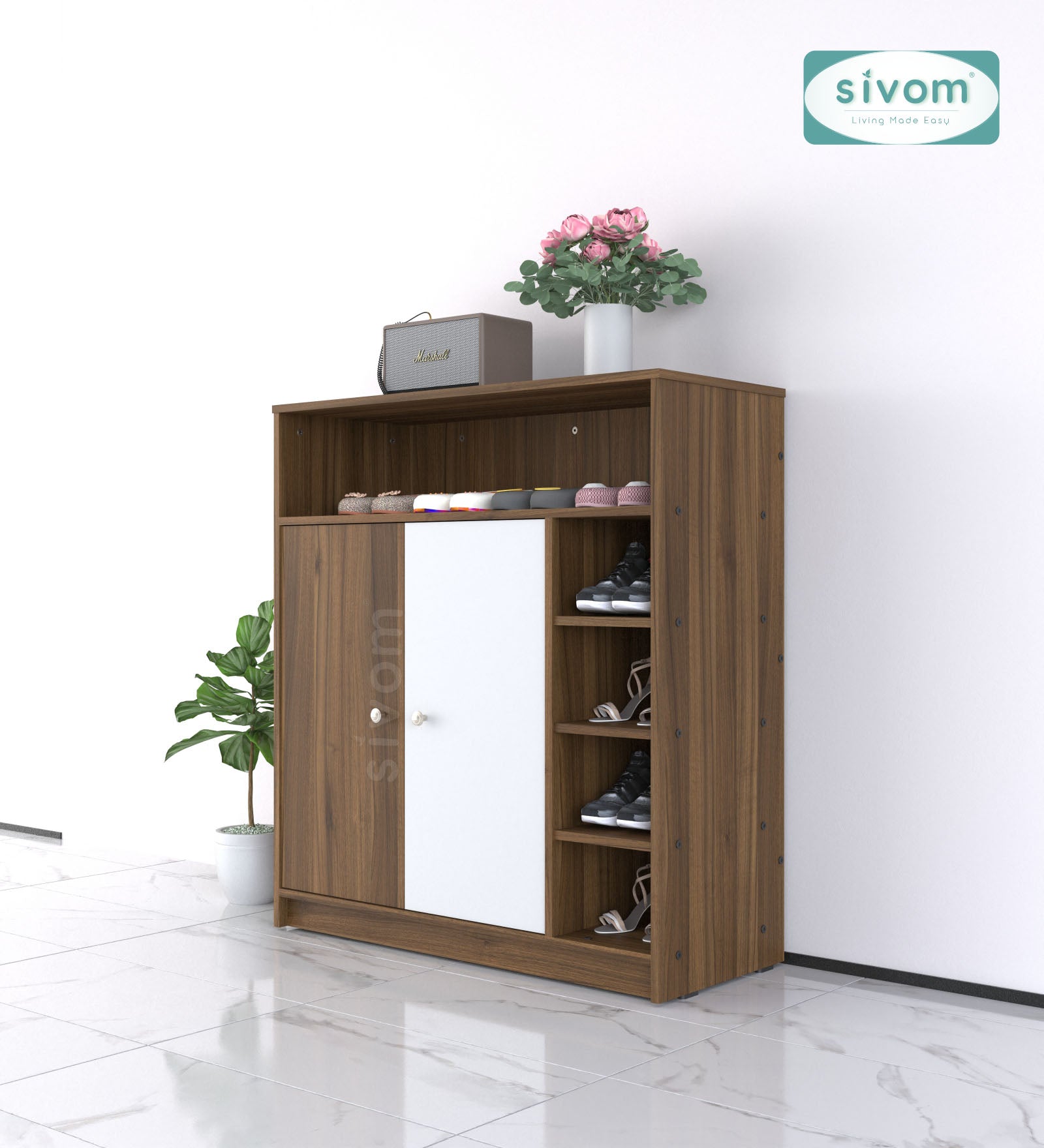 SIVOM Windsor Engineered Wood Shoe Rack (, 4 Shelves, Knock Down) for Modern Homes | Elegant Design & Premium Finish