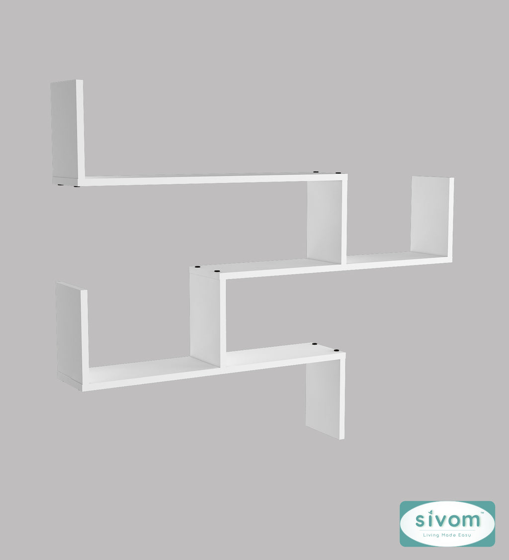 Sivom SIVOM WRAN Multipurpose Modular Wall Racks/Shelves/Organiser/Décor Particle Board Wall Shelf (Number of Shelves - 5, ) for Modern Homes | Elegant Design & Premium Finish