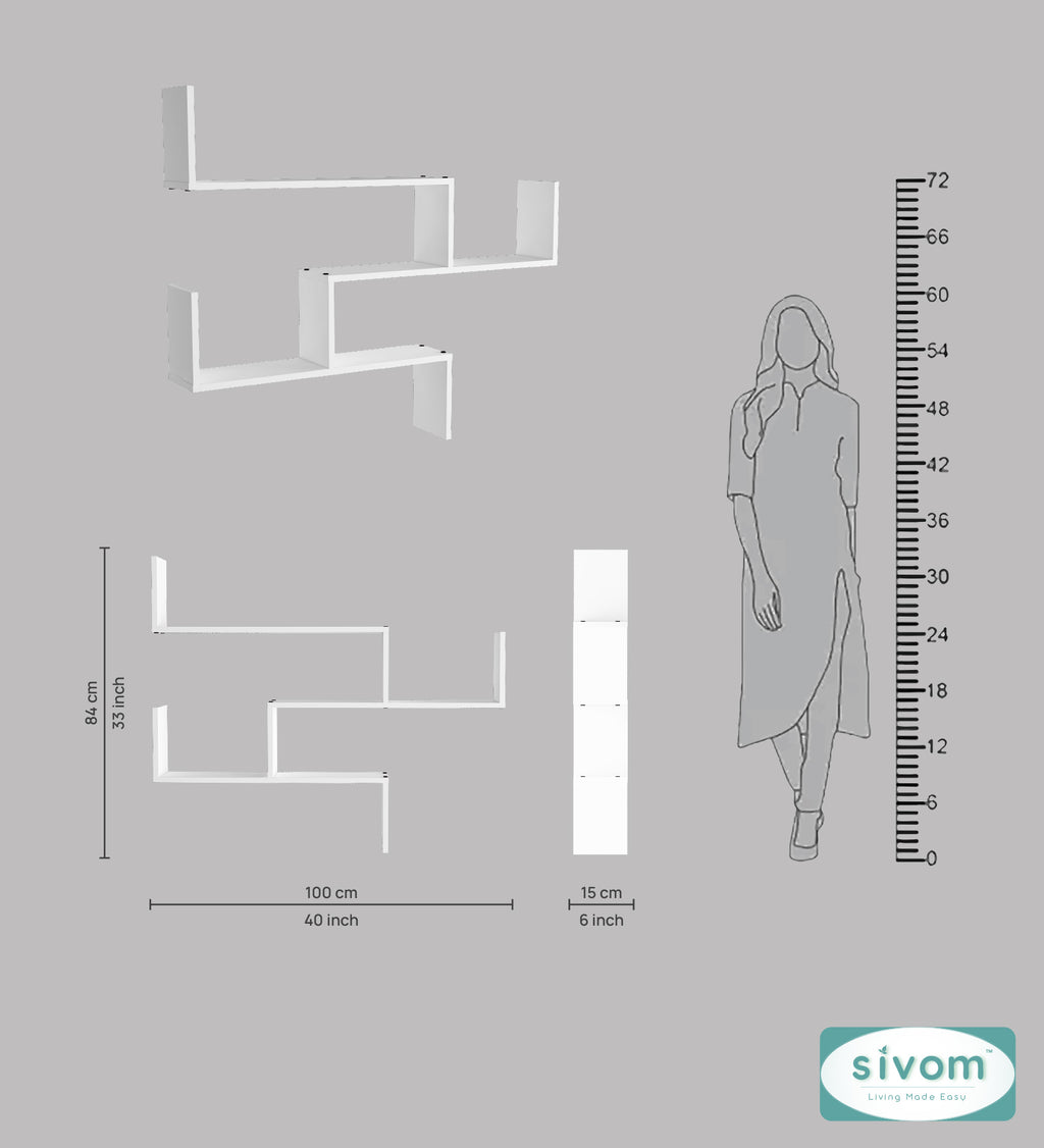 Sivom SIVOM WRAN Multipurpose Modular Wall Racks/Shelves/Organiser/Décor Particle Board Wall Shelf (Number of Shelves - 5, ) for Modern Homes | Elegant Design & Premium Finish