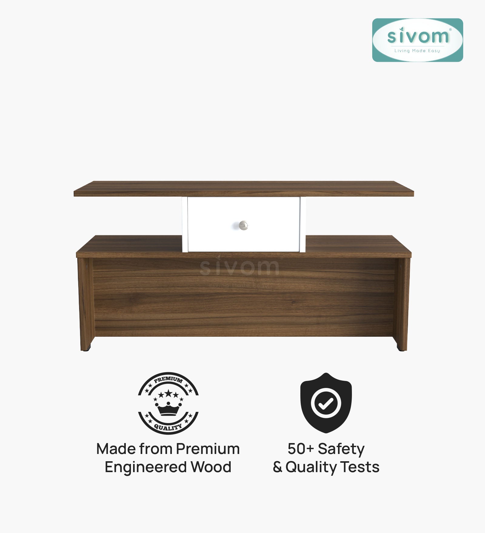 Sivom SIVOM Zenith Multipurpose Centre Table / Engineered Wood Coffee Table for Modern Homes | Elegant Design & Premium Finish