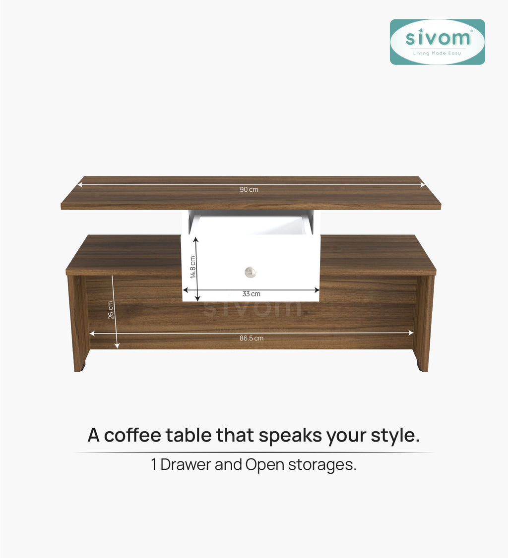 Sivom SIVOM Zenith Multipurpose Centre Table / Engineered Wood Coffee Table for Modern Homes | Elegant Design & Premium Finish