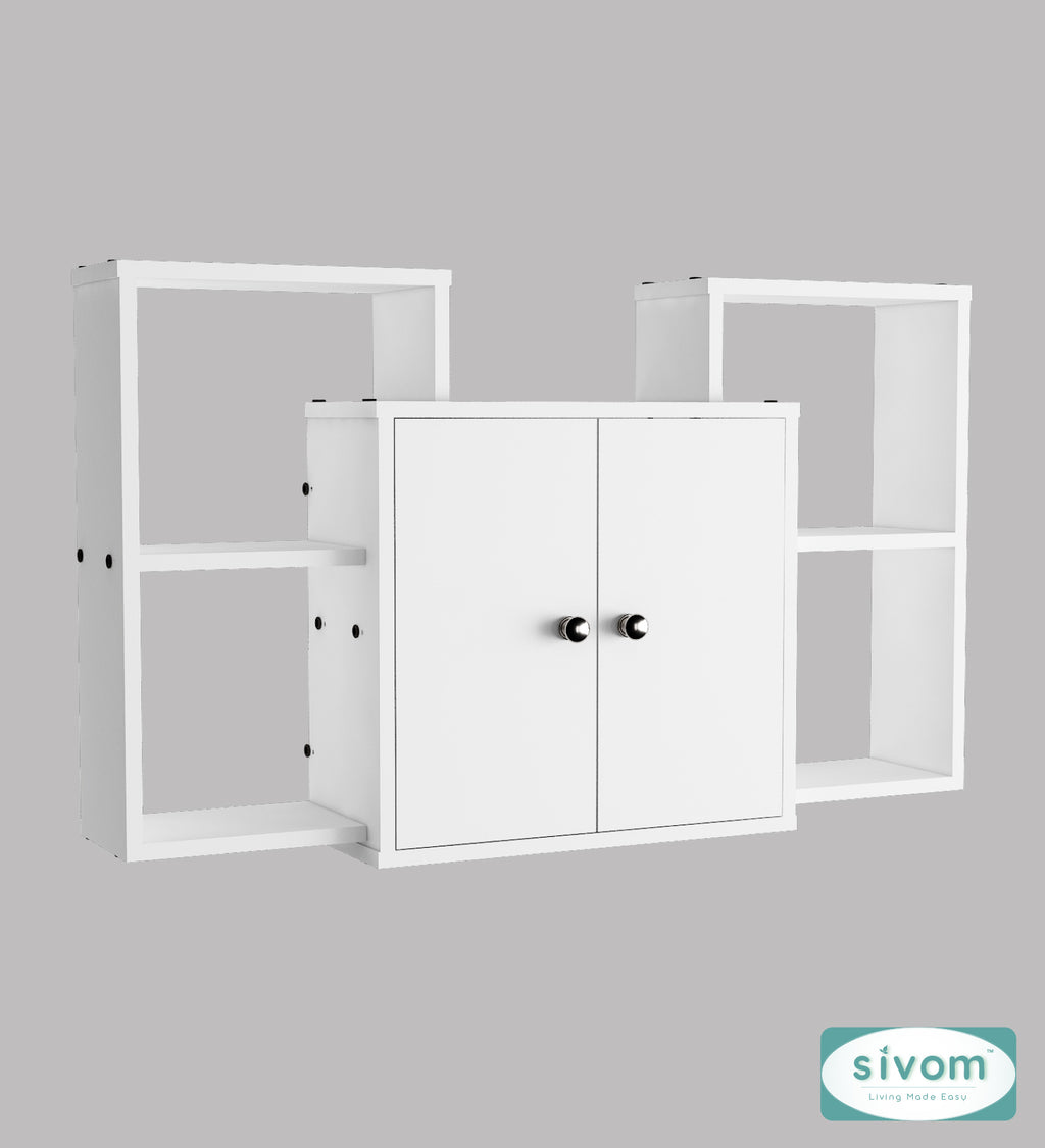Sivom SIVOM WYDE Multipurpose Modular Wall Racks/Shelves/Organiser/Décor Particle Board Wall Shelf (Number of Shelves - 4, ) for Modern Homes | Elegant Design & Premium Finish