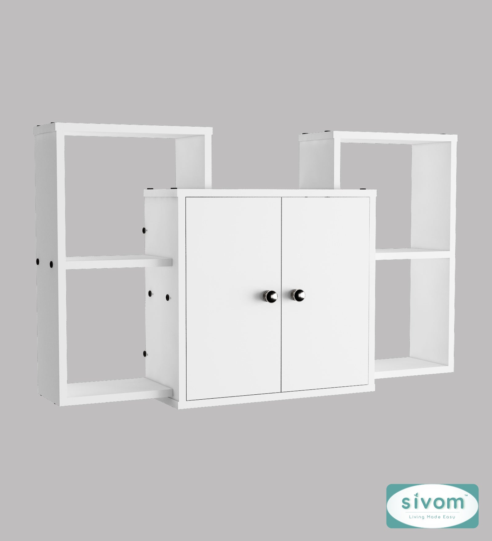 Sivom SIVOM WYDE Multipurpose Modular Wall Racks/Shelves/Organiser/Décor Particle Board Wall Shelf (Number of Shelves - 4, ) for Modern Homes | Elegant Design & Premium Finish