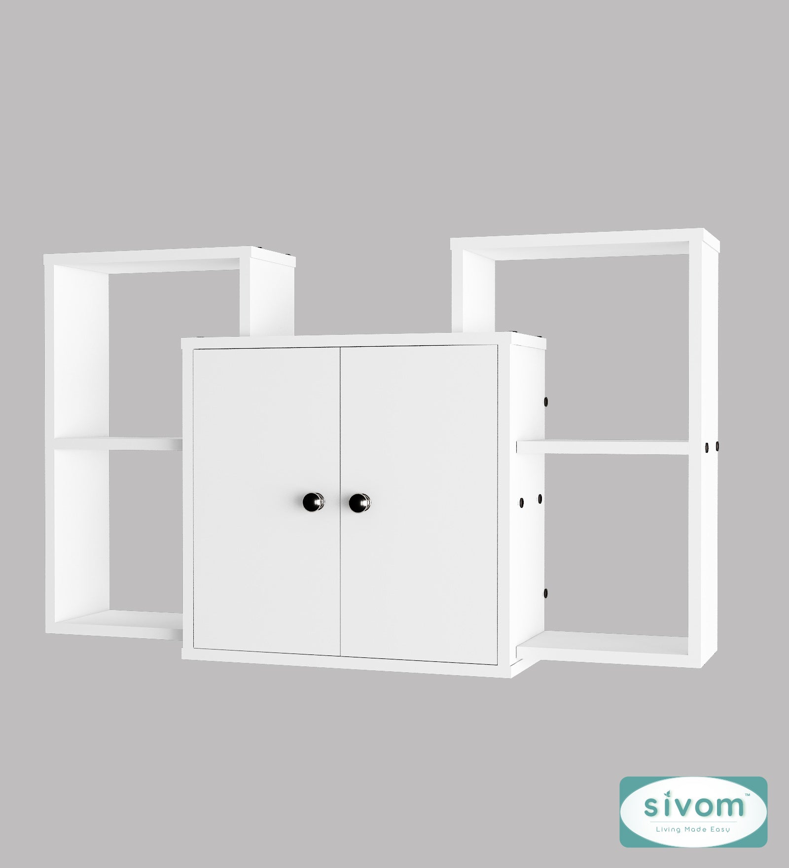 Sivom SIVOM WYDE Multipurpose Modular Wall Racks/Shelves/Organiser/Décor Particle Board Wall Shelf (Number of Shelves - 4, ) for Modern Homes | Elegant Design & Premium Finish