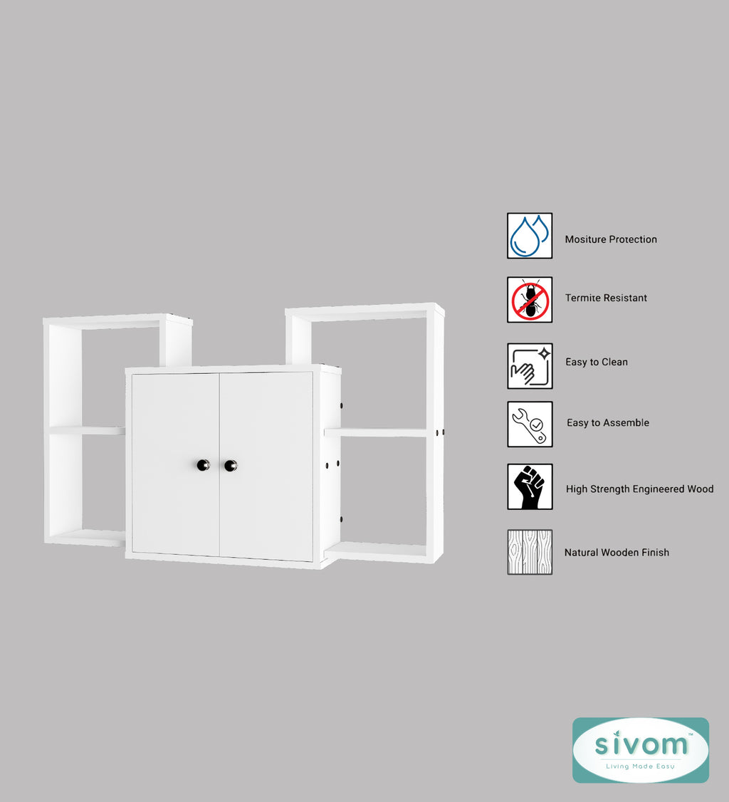 Sivom SIVOM WYDE Multipurpose Modular Wall Racks/Shelves/Organiser/Décor Particle Board Wall Shelf (Number of Shelves - 4, ) for Modern Homes | Elegant Design & Premium Finish