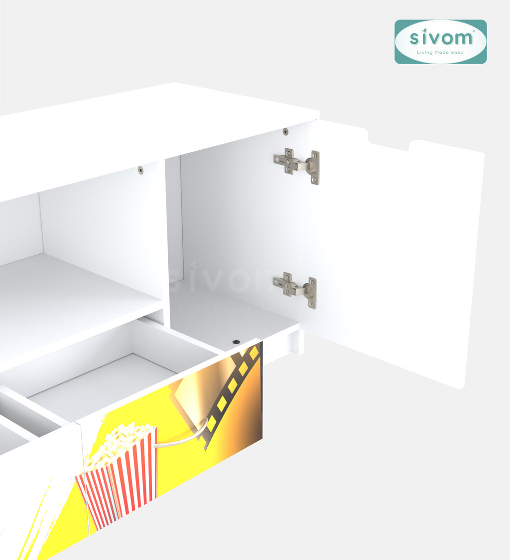 Sivom SIVOM Zebra Digital Printed Multipurpose TV Unit fits upto 55 inch with Storage Engineered Wood TV Entertainment Unit for Modern Homes | Elegant Design & Premium Finish