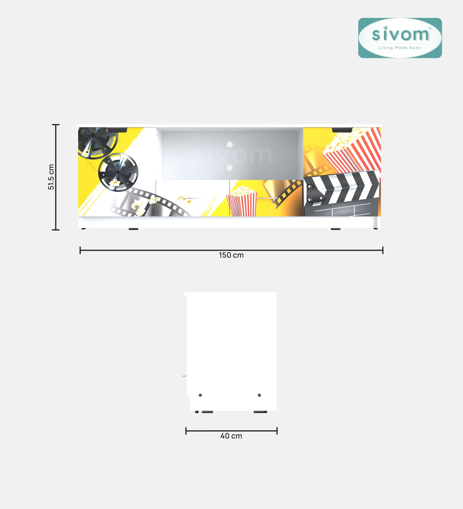 Sivom SIVOM Zebra Digital Printed Multipurpose TV Unit fits upto 55 inch with Storage Engineered Wood TV Entertainment Unit for Modern Homes | Elegant Design & Premium Finish