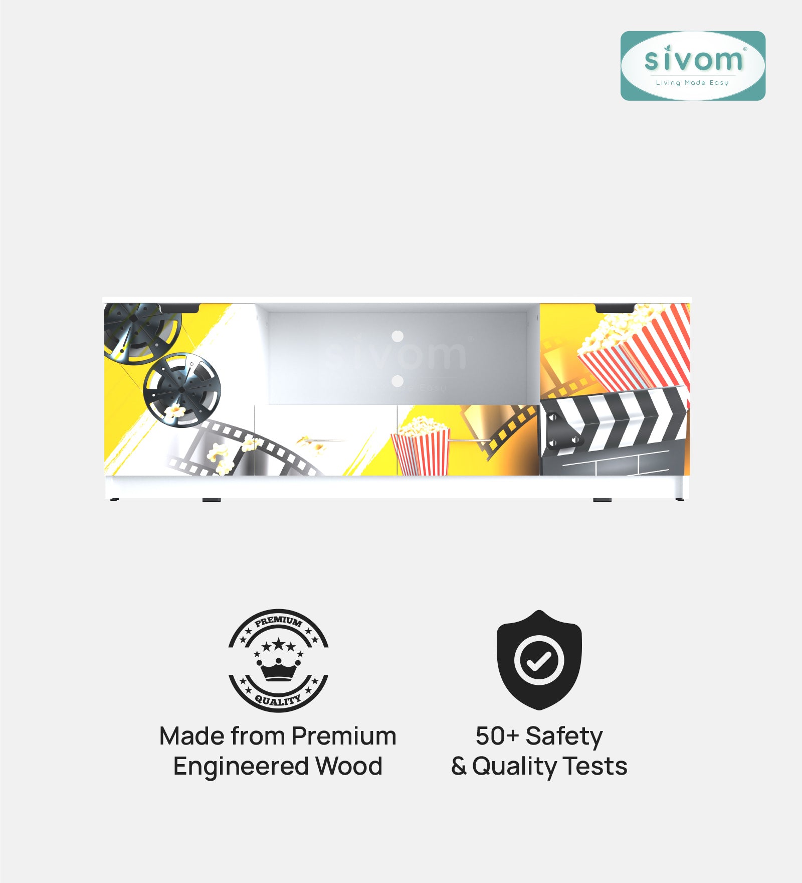 Sivom SIVOM Zebra Digital Printed Multipurpose TV Unit fits upto 55 inch with Storage Engineered Wood TV Entertainment Unit for Modern Homes | Elegant Design & Premium Finish