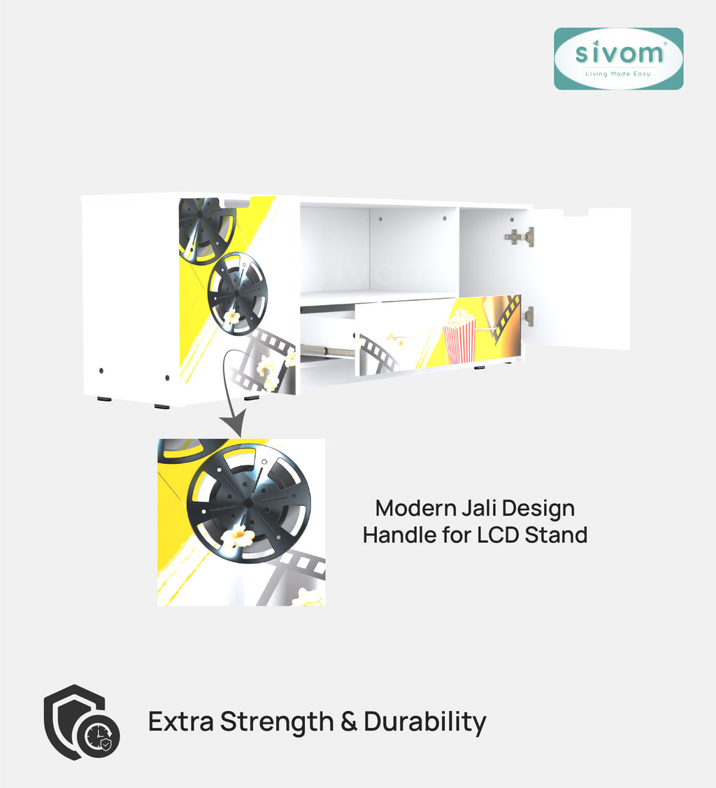 Sivom SIVOM Zebra Digital Printed Multipurpose TV Unit fits upto 55 inch with Storage Engineered Wood TV Entertainment Unit for Modern Homes | Elegant Design & Premium Finish